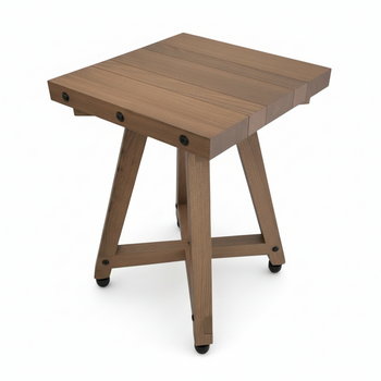 Thermally Modified Red Oak End Table, Outdoor/Indoor, Weather Resistant, Auto Levelers, 15" W x 14.5" L x 24.75" H