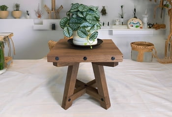Handcrafted Thermally Modified Red Oak Small Table - 15" Top
